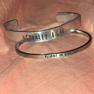Two Silver Quote Bracelets